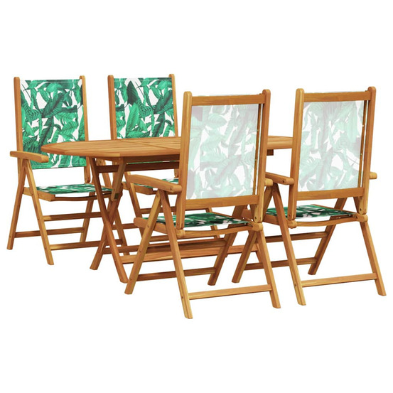 Ensemble de salle à manger pour jardin 5 pcs motif de feuille