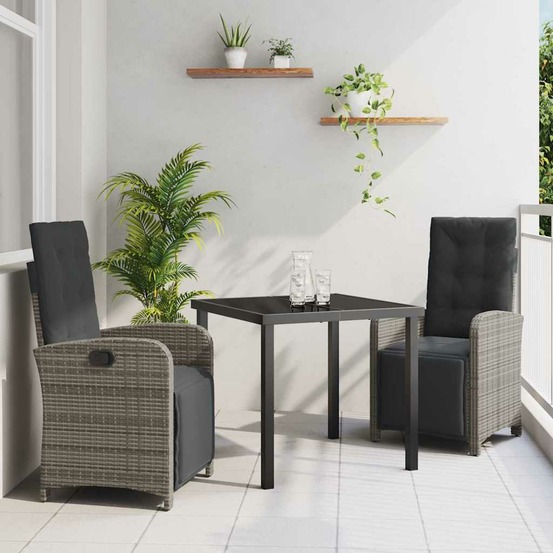 Ensemble de salle à manger pour jardin 3 pcs gris polyrotin