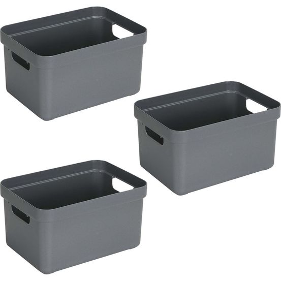 Boite de rangement sigma home box 13 l (lot de 3) gris