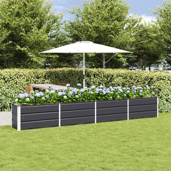 Jardinière très grande longueur 320 cm acier pour bordure terrasse balcon anthracite