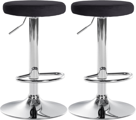 Lot de 2 tabourets de bar ponte velours chrome