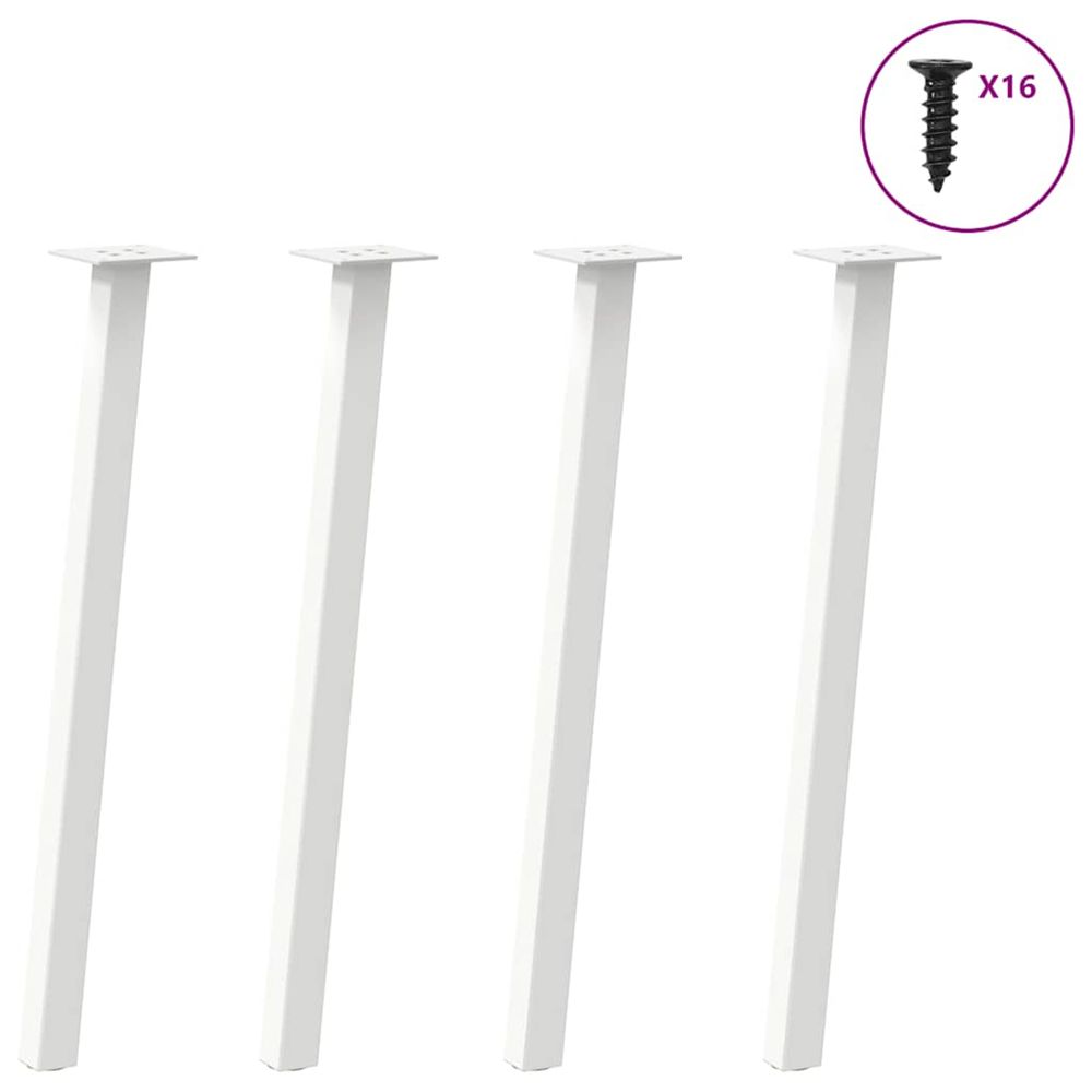 Pieds de table console 4 pièces blanc 72 cm acier