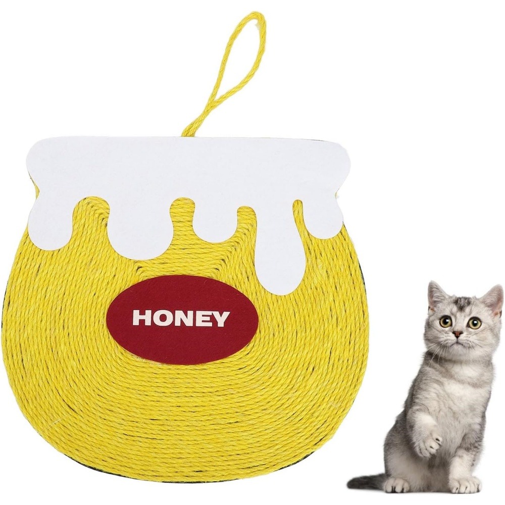 Griffoir pour chat-tapis en sisal pour pot de miel-34*42cm-suspension