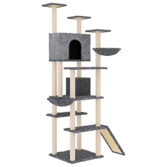 Arbre à chat meuble tour grimper jouet grattage grattoir escalade plateforme avec griffoirs en sisal foncé 191 cm gris 02_002