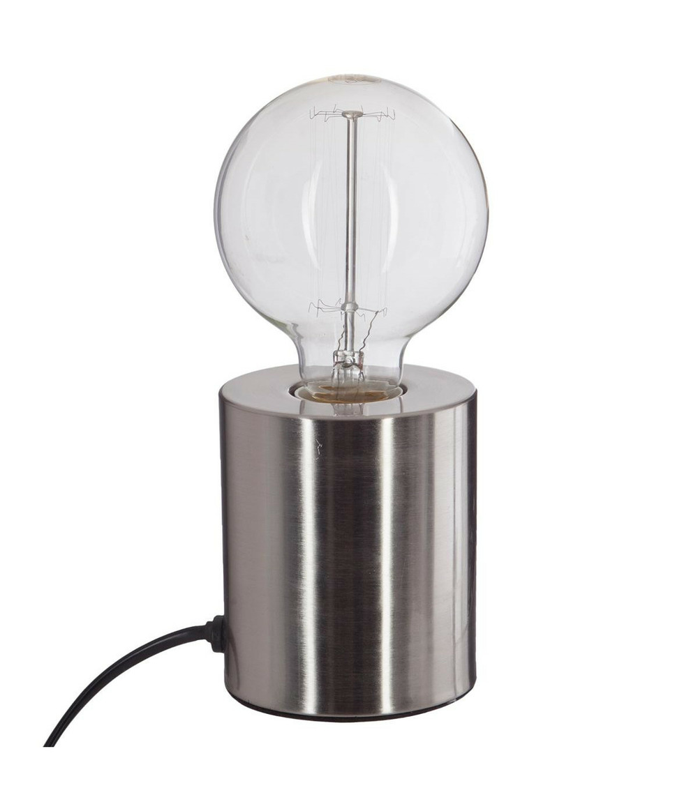 Lampe socle en métal argent h 10.5 cm