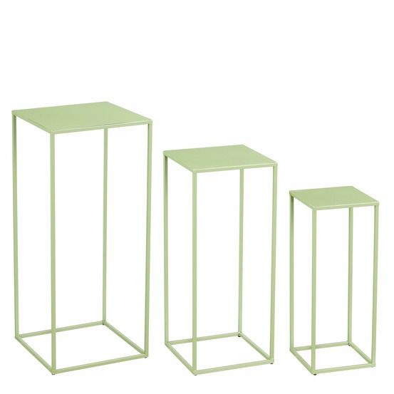 Mica decorations quinty table d'appoint - lot de 3 - l30 x l30 x h70 cm - fer - vert clair