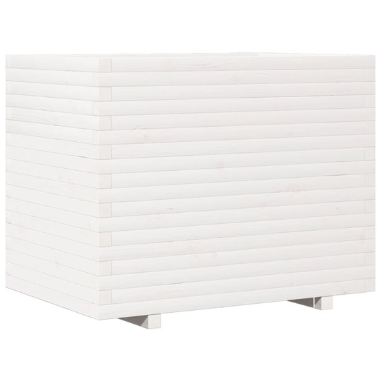 Jardinière blanc 90x60x72,5 cm bois de pin massif