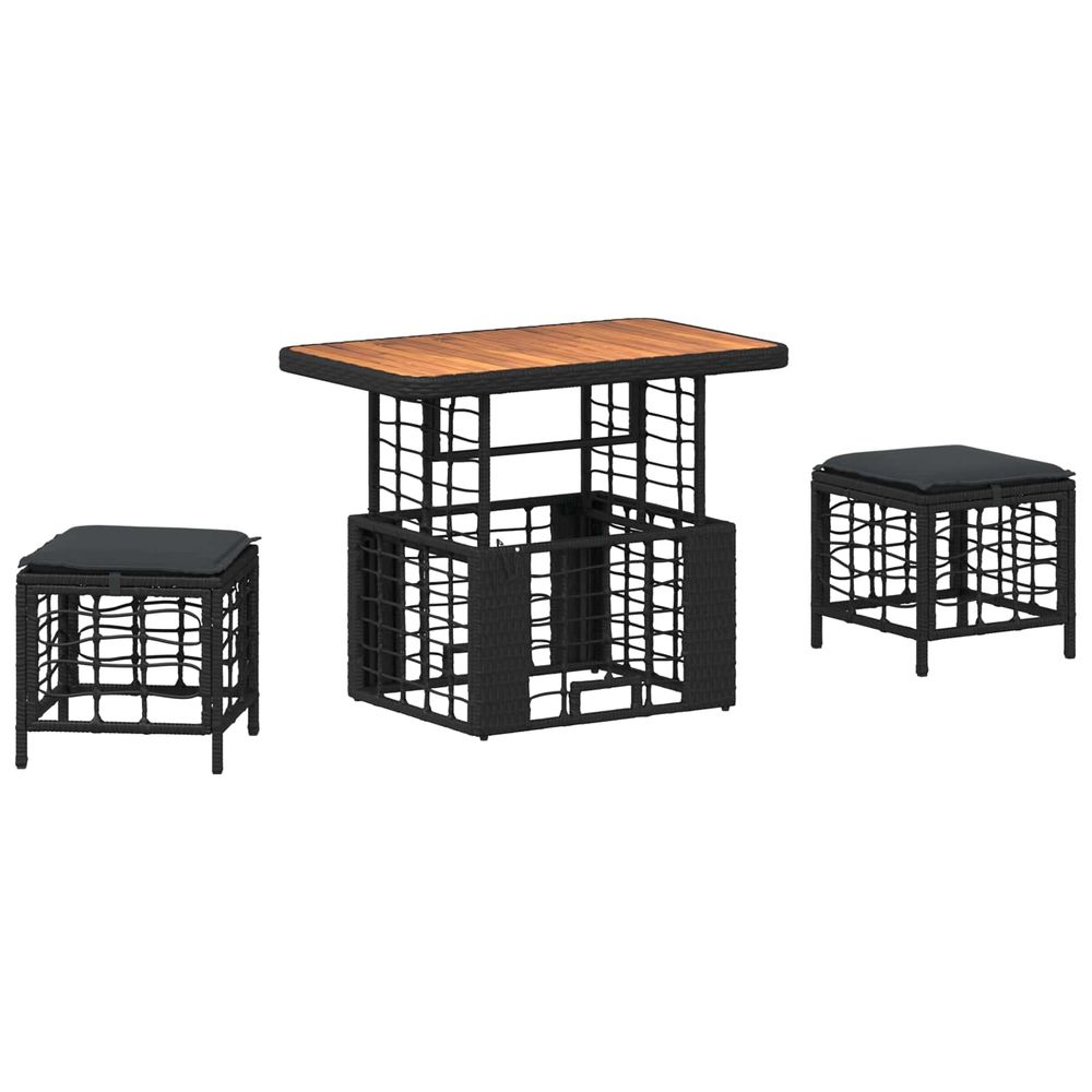 Ensemble de salle à manger pour jardin 3 pc noir et gris