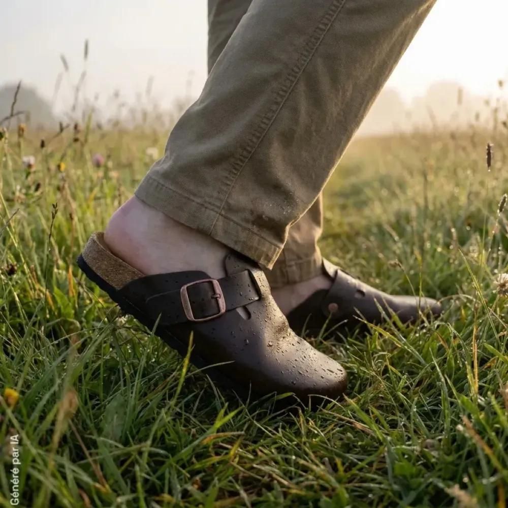Sabots pinosol marron avec première en cuir