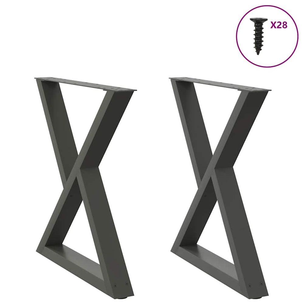 Pieds de table à manger 2 pièces anthracite 80 x (72-73,3) cm acier