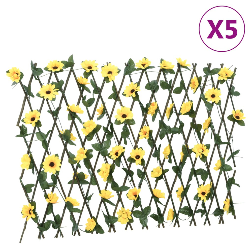  treillis de lierre artificiel extensible 5 pcs jaune 180x60 cm