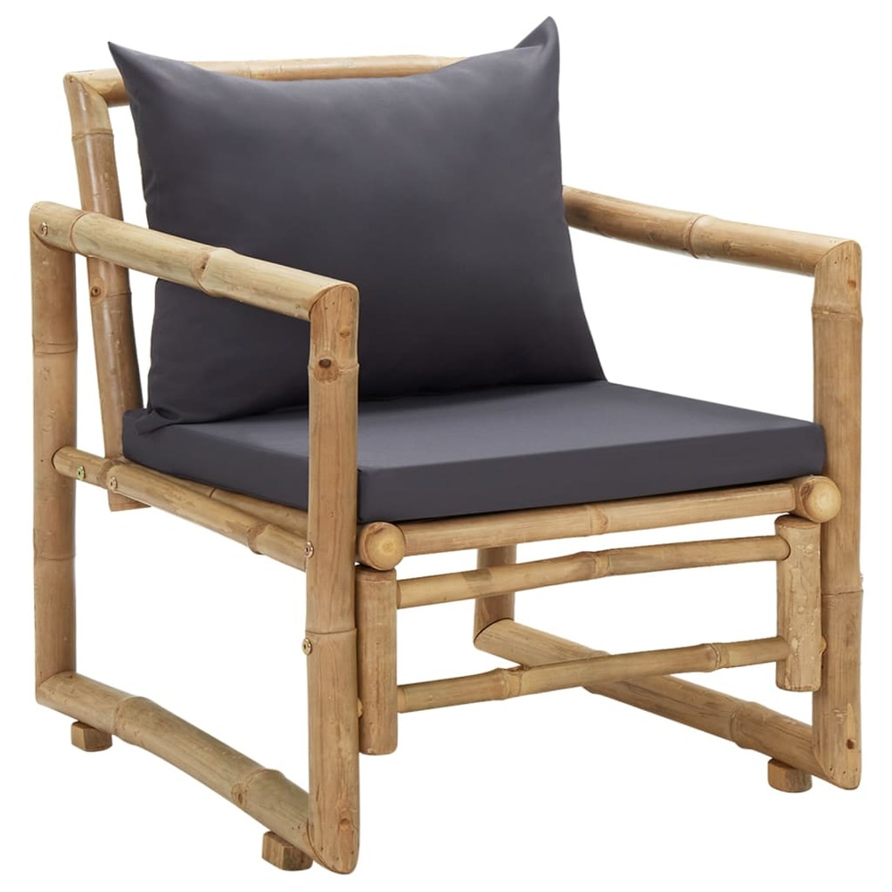 Chaises de jardin avec coussins lot de 2 bambou