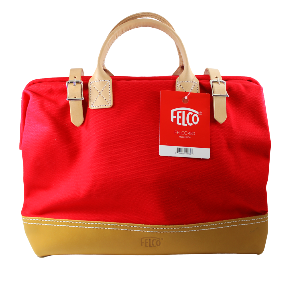 Felco 480 sac de jardinage polyvalent en toile rouge et cuir, ultra résistant