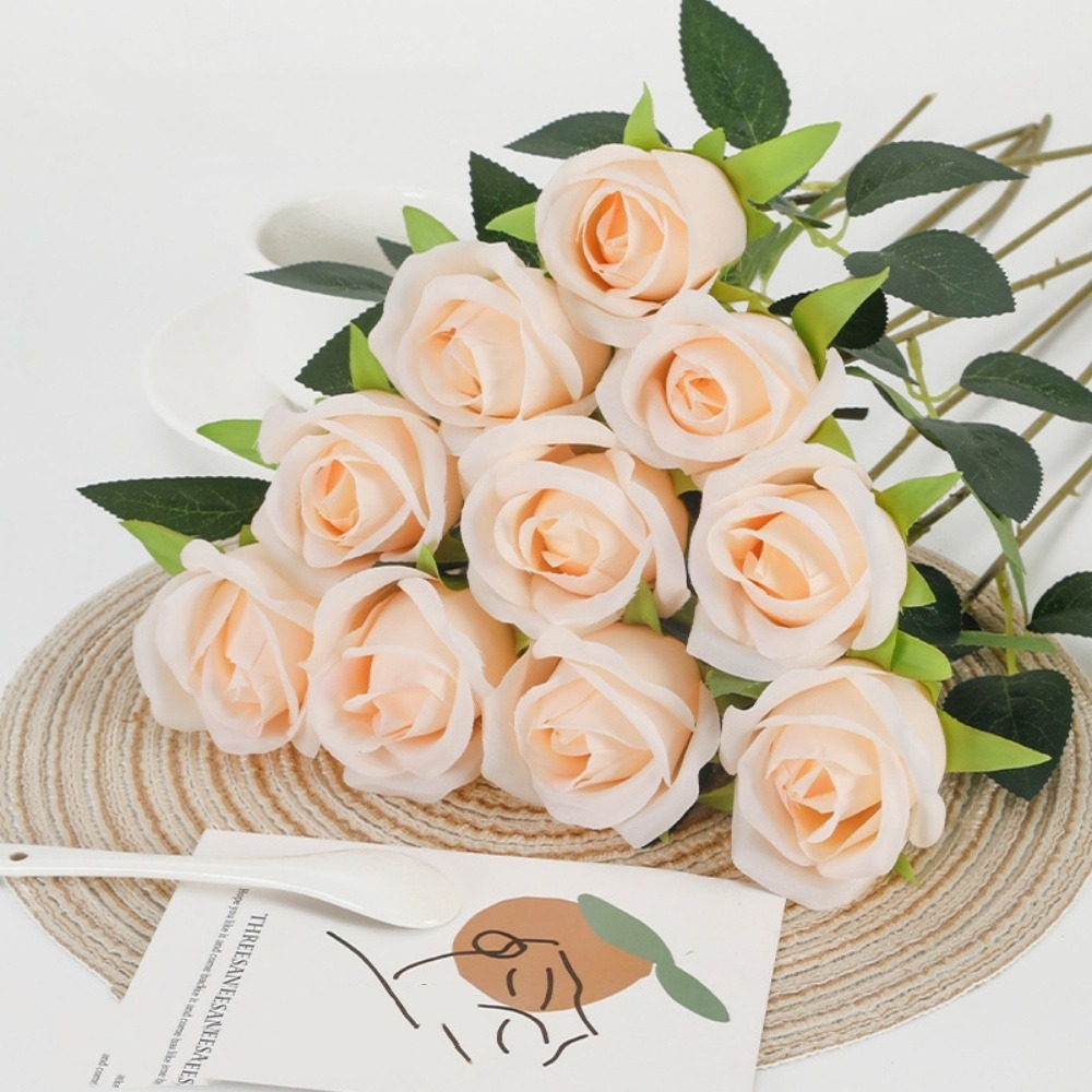 Fleurs artificielles de faux roses pour décoration et cadeau champagne (2 pièces)