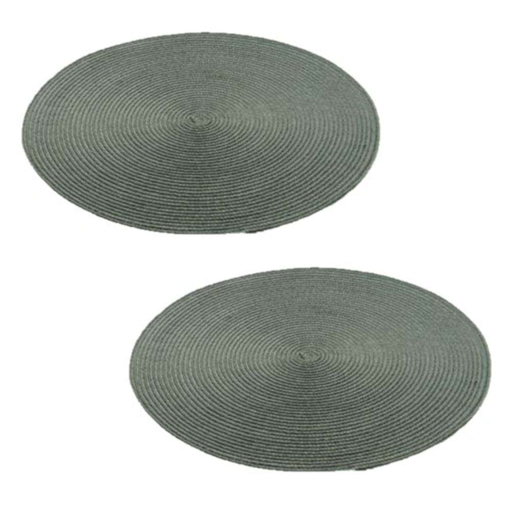 Lot de 2 sets de table tressés ronds - diam. 38 cm - noir