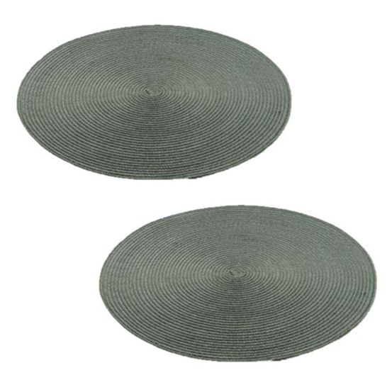 Lot de 2 sets de table tressés ronds - diam. 38 cm - noir