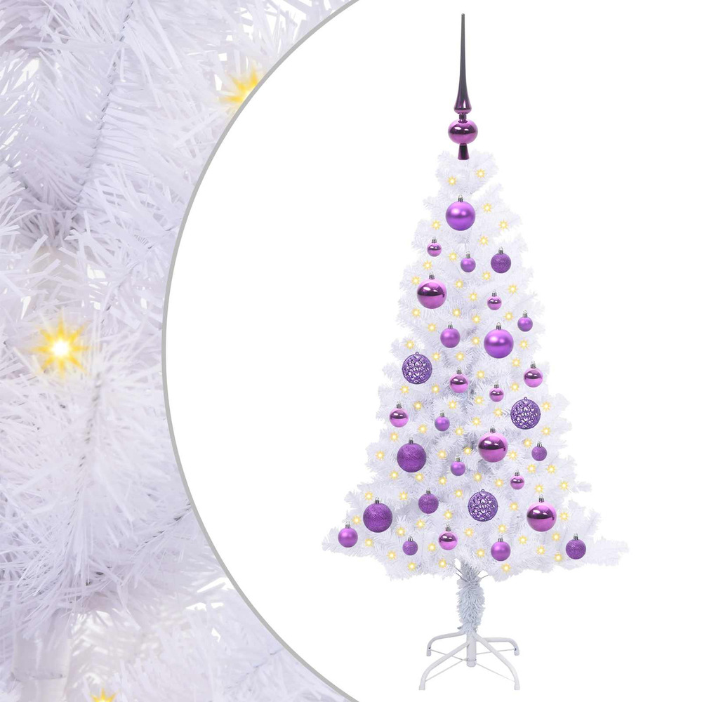 Sapin de noël artificiel avec 150 led blanc 120 cm pvc et acier