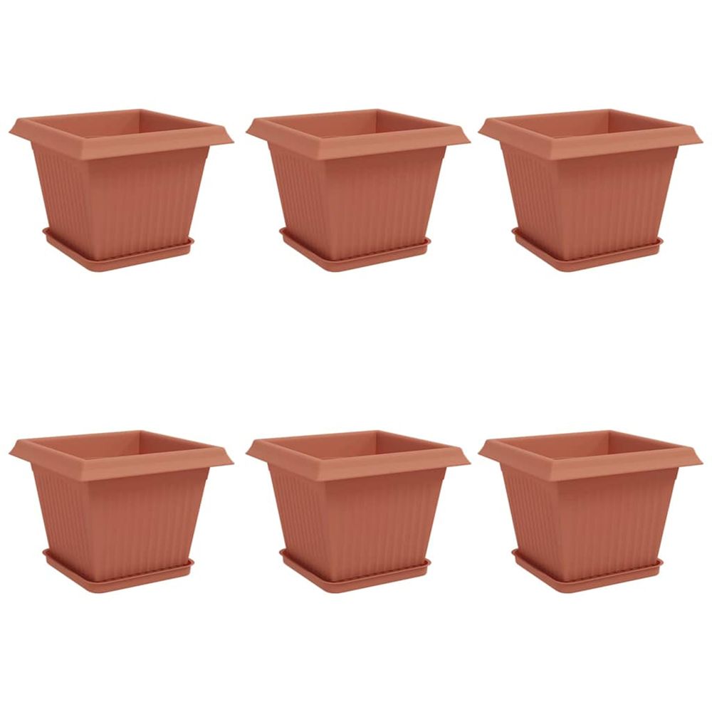 Pots de plantes 6 pc rouge brique plastique