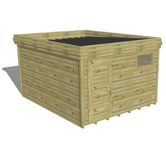 Abri de jardin bois pin traité autoclave 27mm - 3,44x4,34m / 15m2 - bac acier - plancher bois