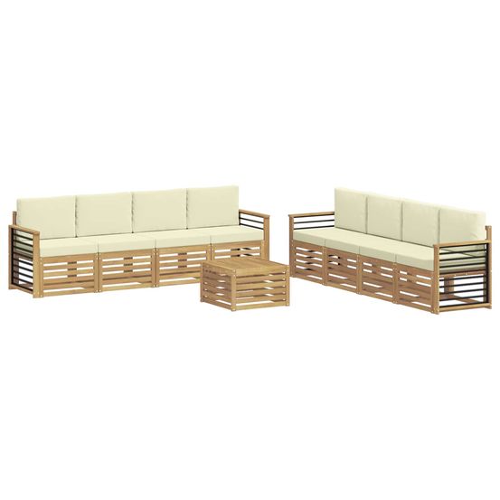 Ensemble de canapés d'extérieur 9 pc blanc et crème polyester