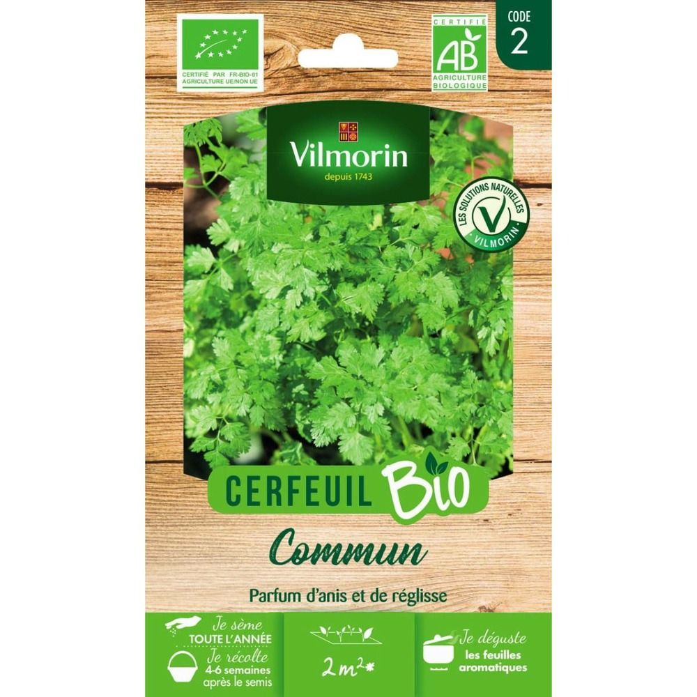 Sachet graines cerfeuil commun bio - anthriscus cerefolium
