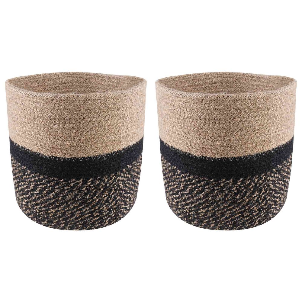 Ensemble de pots à plantes 2 pc naturel et noir ø 21 x 21 cm