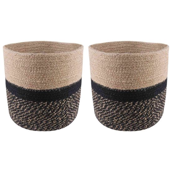 Ensemble de pots à plantes 2 pc naturel et noir ø 21 x 21 cm