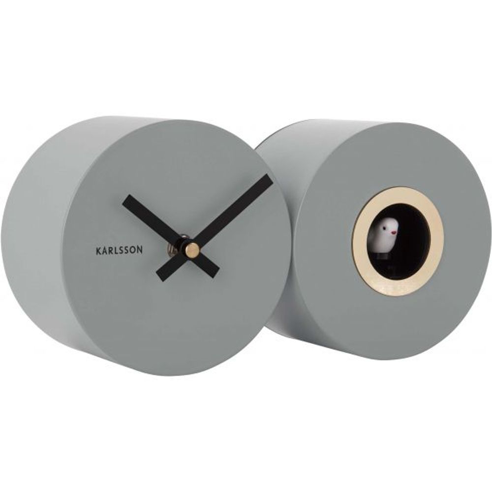 Horloge murale en métal mat duo cuckoo gris