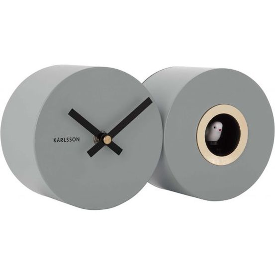 Horloge murale en métal mat duo cuckoo gris