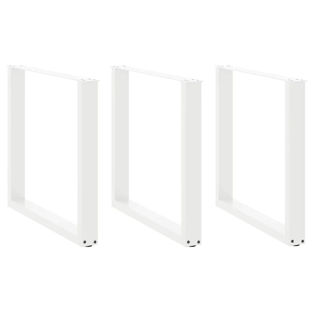 Pieds de table à manger en u 3 pièces blanc 80 x (72-73) cm acier