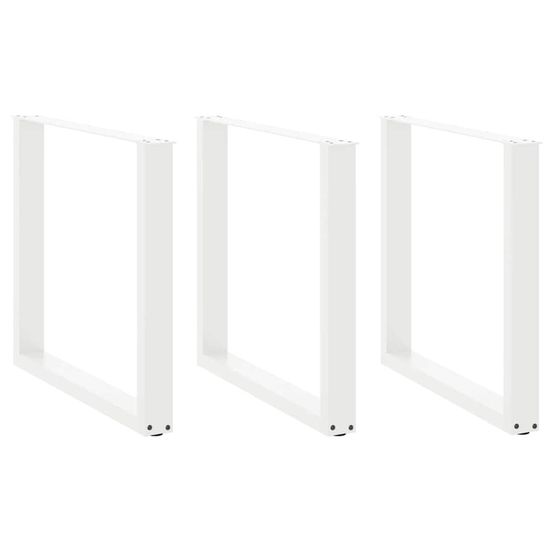 Pieds de table à manger en u 3 pièces blanc 80 x (72-73) cm acier