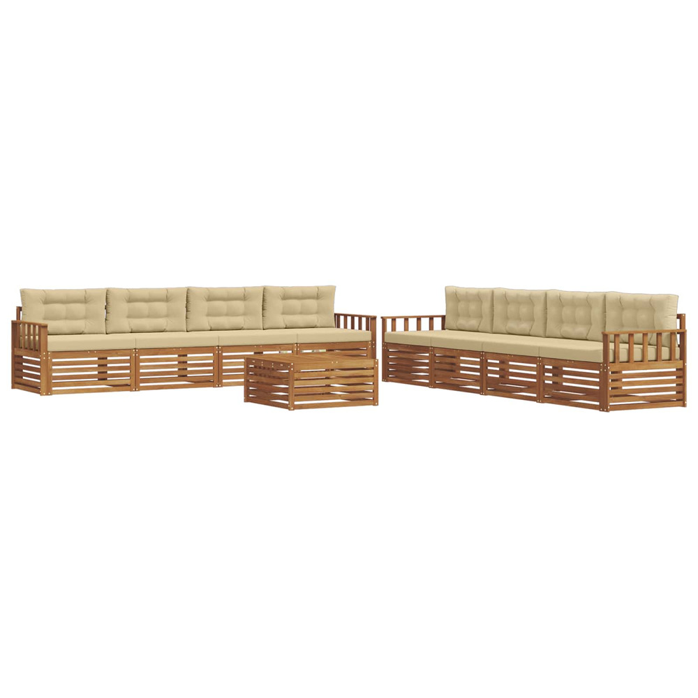 Ensemble de canapés d'extérieur 9 pcs naturel et beige