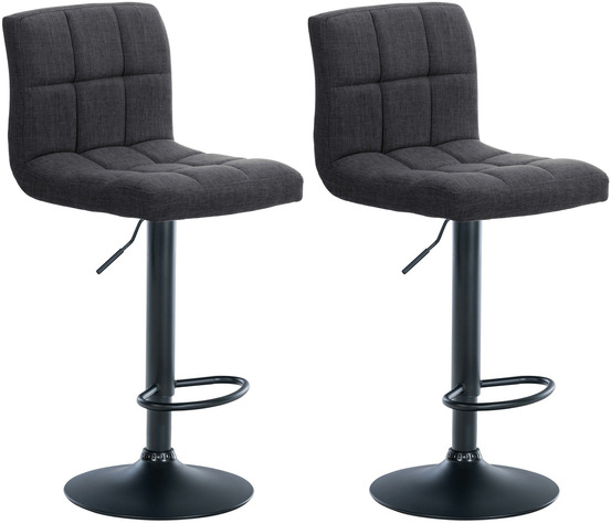 Lot de 2 tabourets de bar calma tissu noir