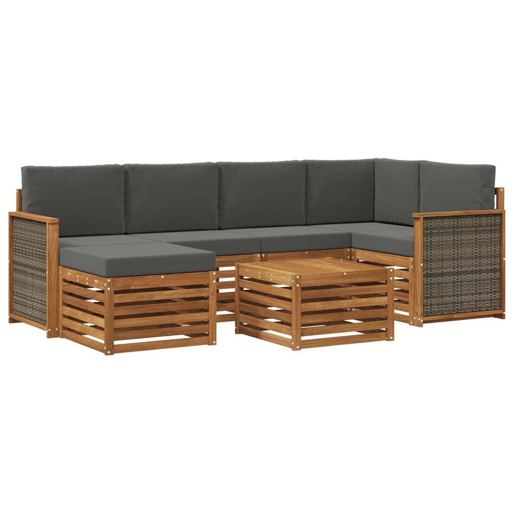 Ensemble de canapés d'extérieur 6 pc naturel et anthracite