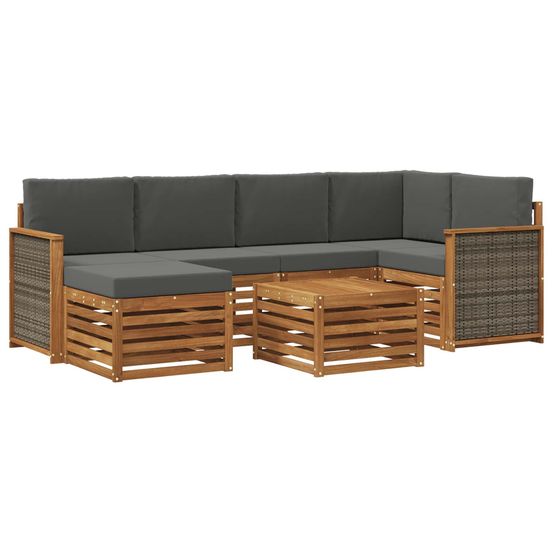 Ensemble de canapés d'extérieur 6 pc naturel et anthracite