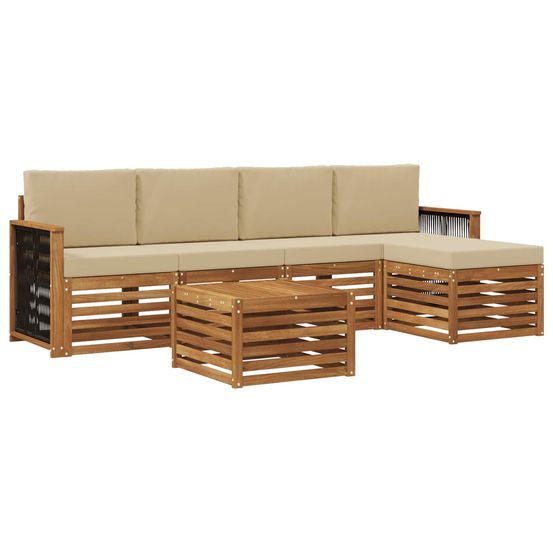 Ensemble de canapés d'extérieur 6 pc naturel et beige