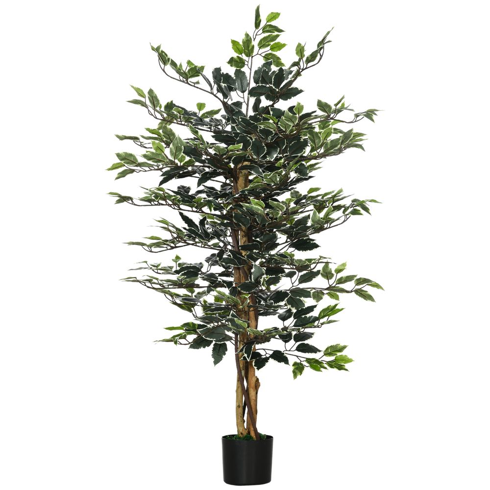 Ficus artificiel intérieur extérieur pe liane lichen pot inclus 130cm vert