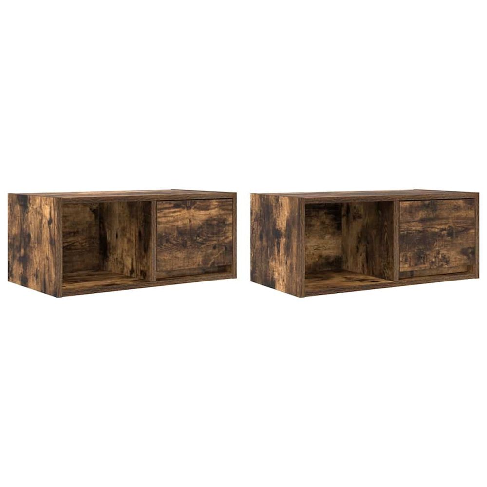 Meubles tv 2 pcs chêne fumé 60x31x25,5 cm bois d'ingénierie