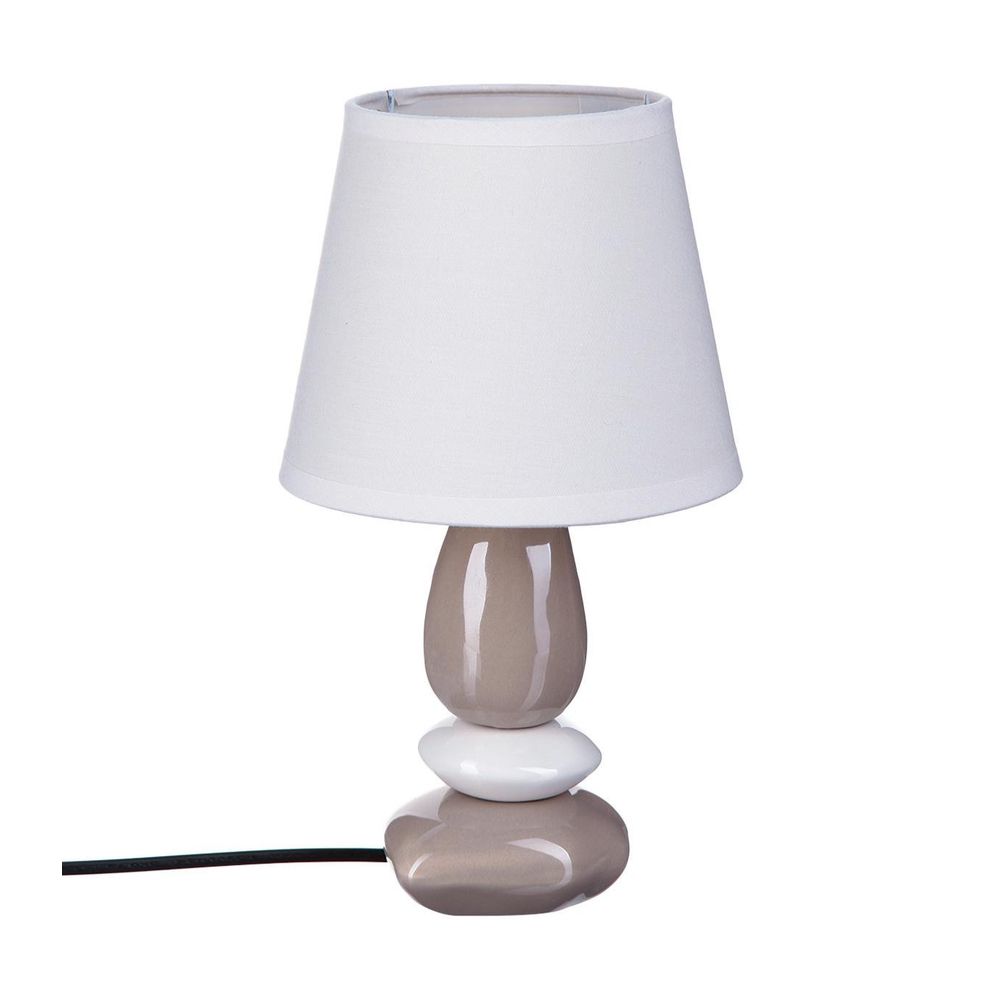 Lampe à poser pied en céramique abat-jour en coton h 30 cm