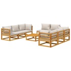 Salon de jardin meuble d'extérieur ensemble de mobilier 9 pièces avec coussins gris clair bois massif