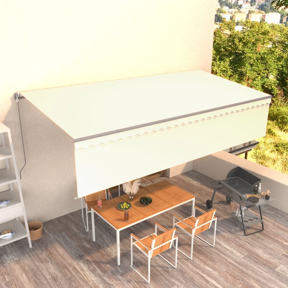 Auvent manuel rétractable avec store 6x3 m crème