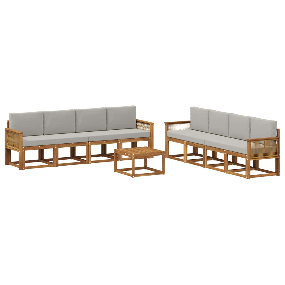 Ensemble de canapés d'extérieur 9 pcs naturel et gris clair