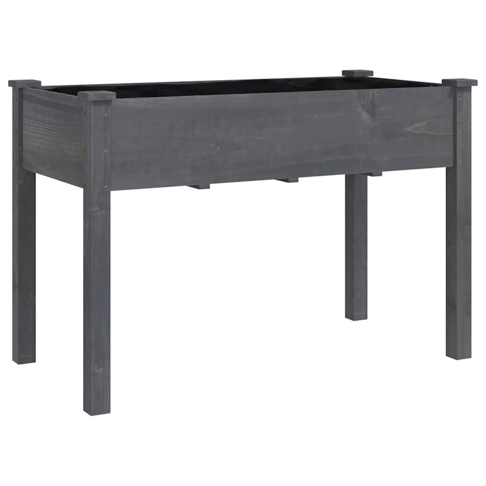 Jardinière d'extérieur avec doublure gris 118x59x76 cm bois massif de sapin