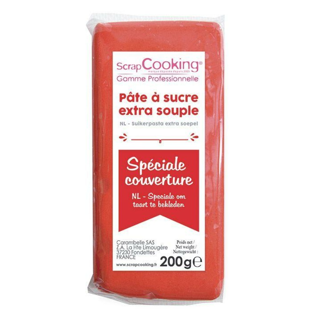 Pâte à sucre de couverture rouge 200 g