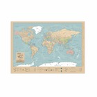 Feuille de carte du monde - affiche de carte boisée / brume de bronze / 100 x 70 cm