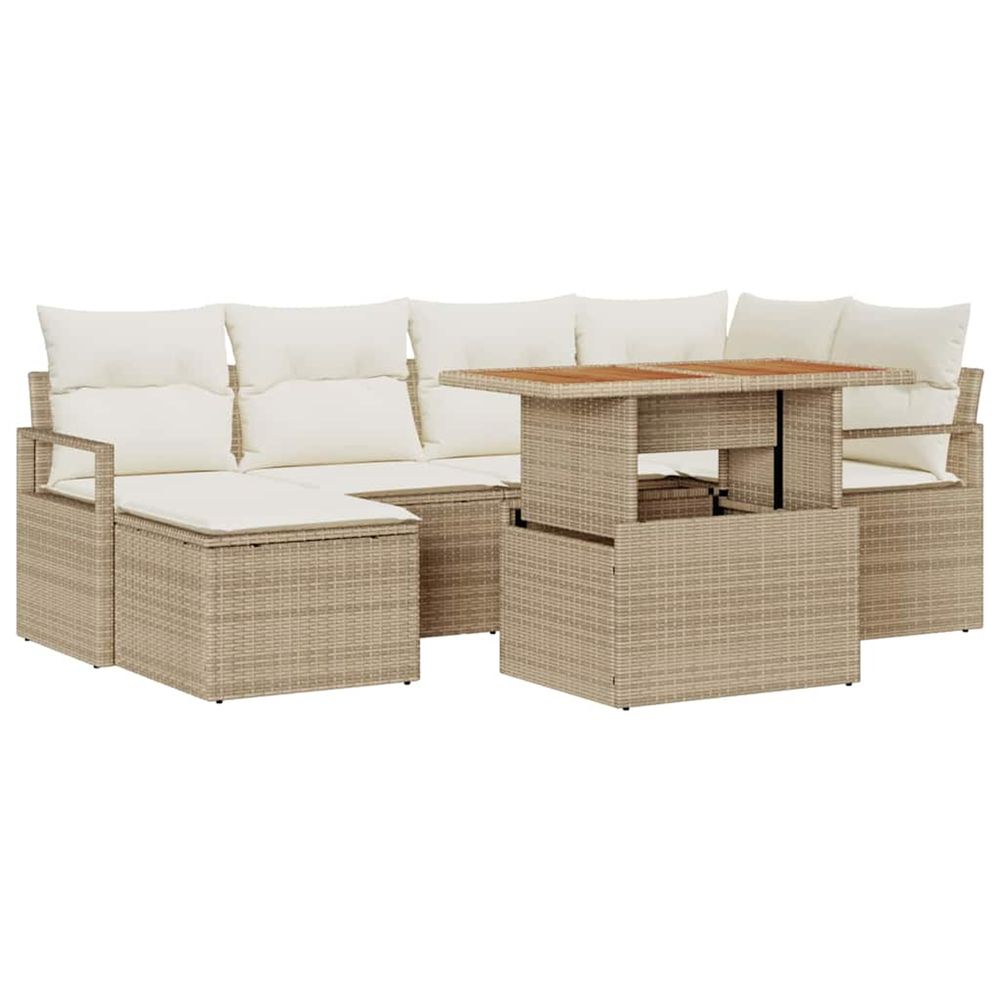 Ensemble de canapé de jardin 7 pc beige polyrotin