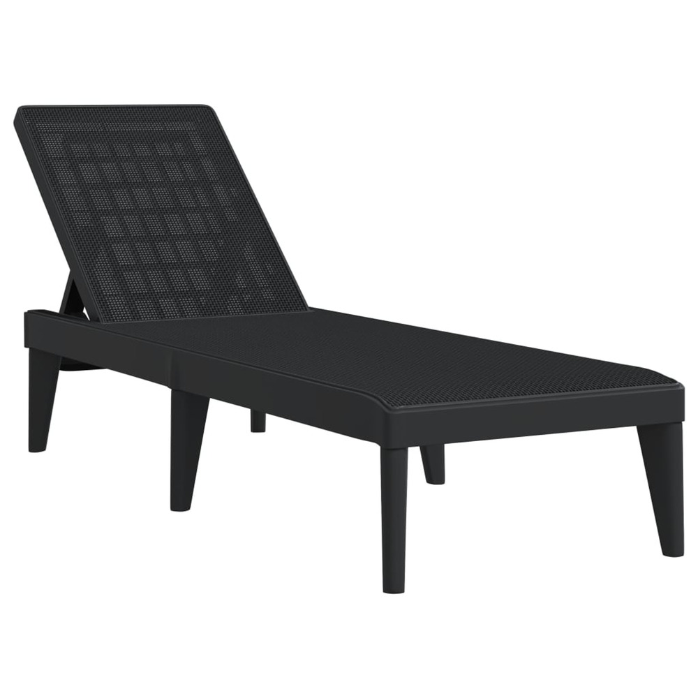 Chaise longue anthracite 186x60x29 cm pp bain de soleil