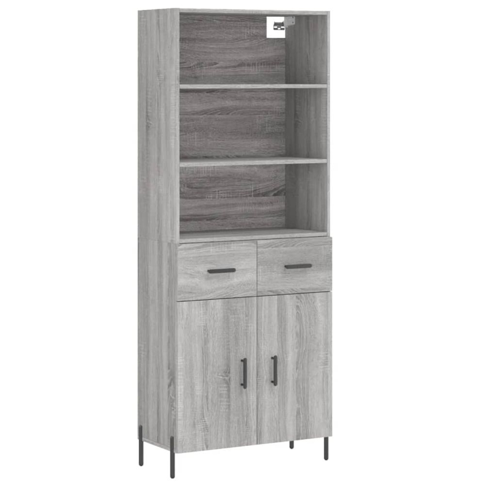Buffet haut sonoma gris 69,5x34x180 cm bois d'ingénierie