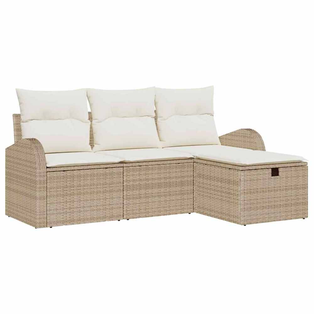 Ensemble de canapé de jardin 4 pc beige polyrotin