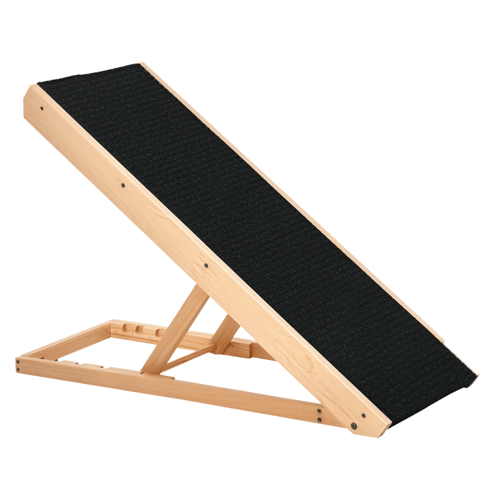 Rampe grand chien ajustable pliable pin massif surface antidérapante 90x40x61cm noir